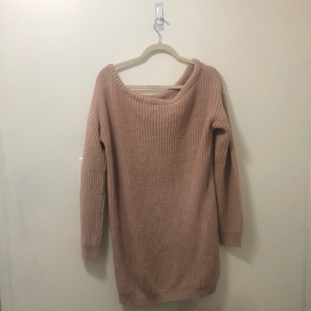 Nordstrom Pink Off-the-Shoulder Sweater Cozy Knit
